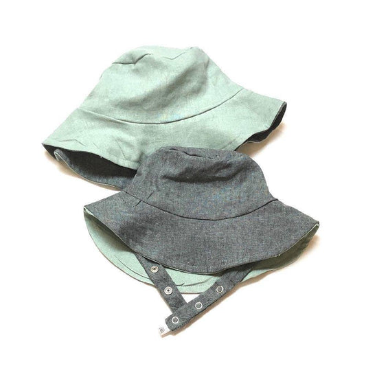 Organic Reversible Lagoon Linen Bucket Hat