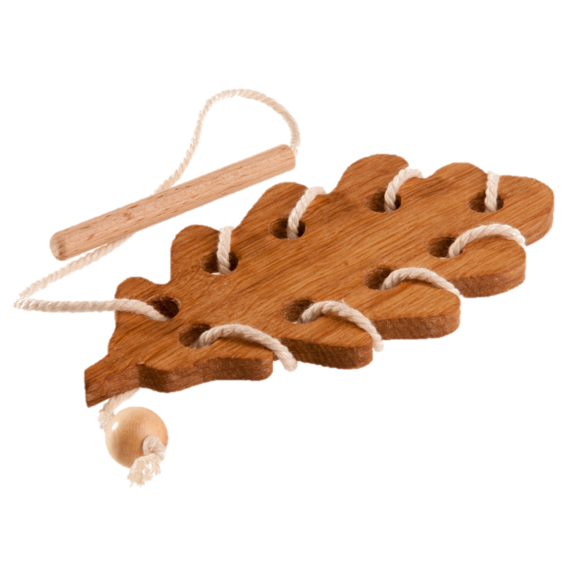 Wooden Lacing Oak Leaf Threading Toy