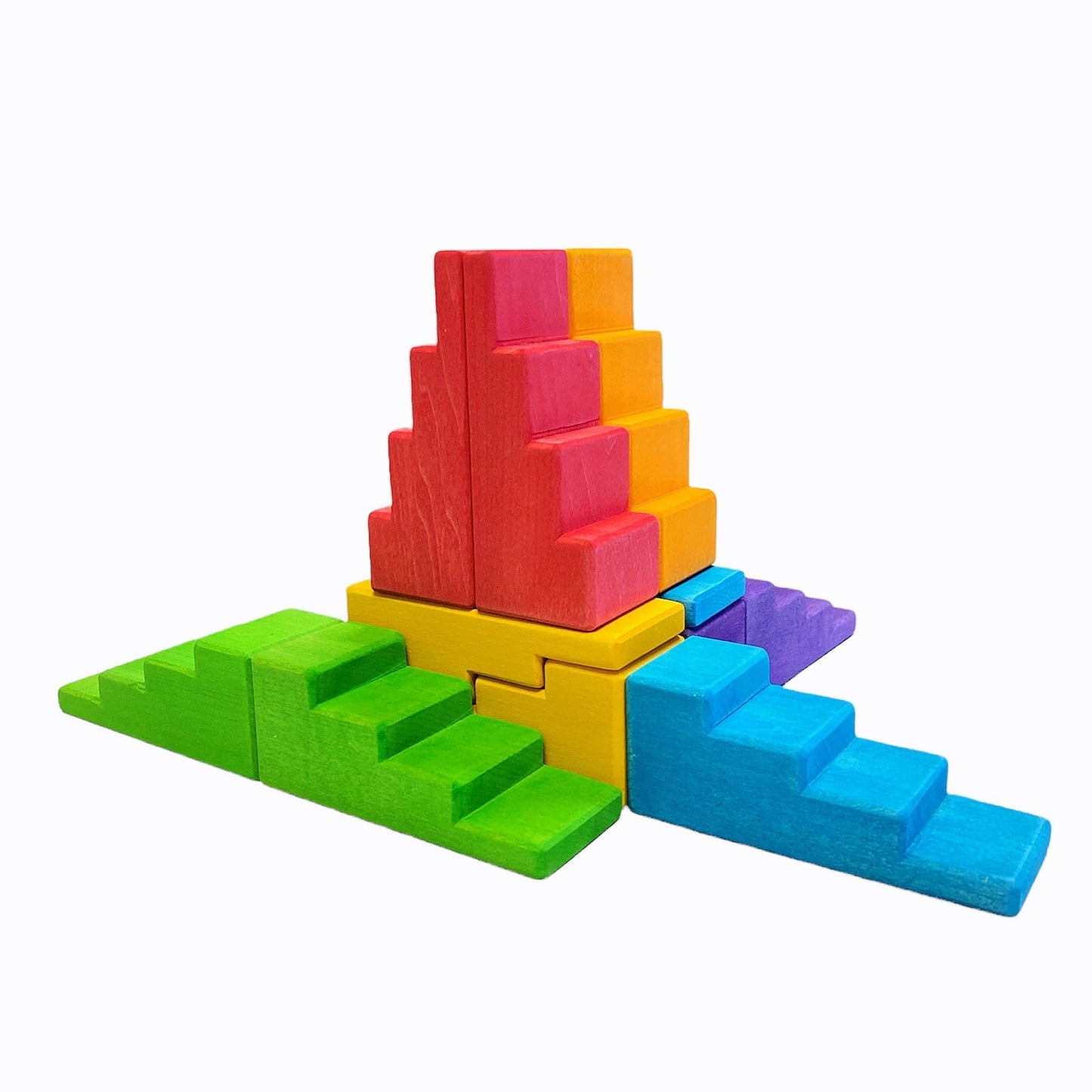 12-Piece Stained Stepped Roof Building Block Set