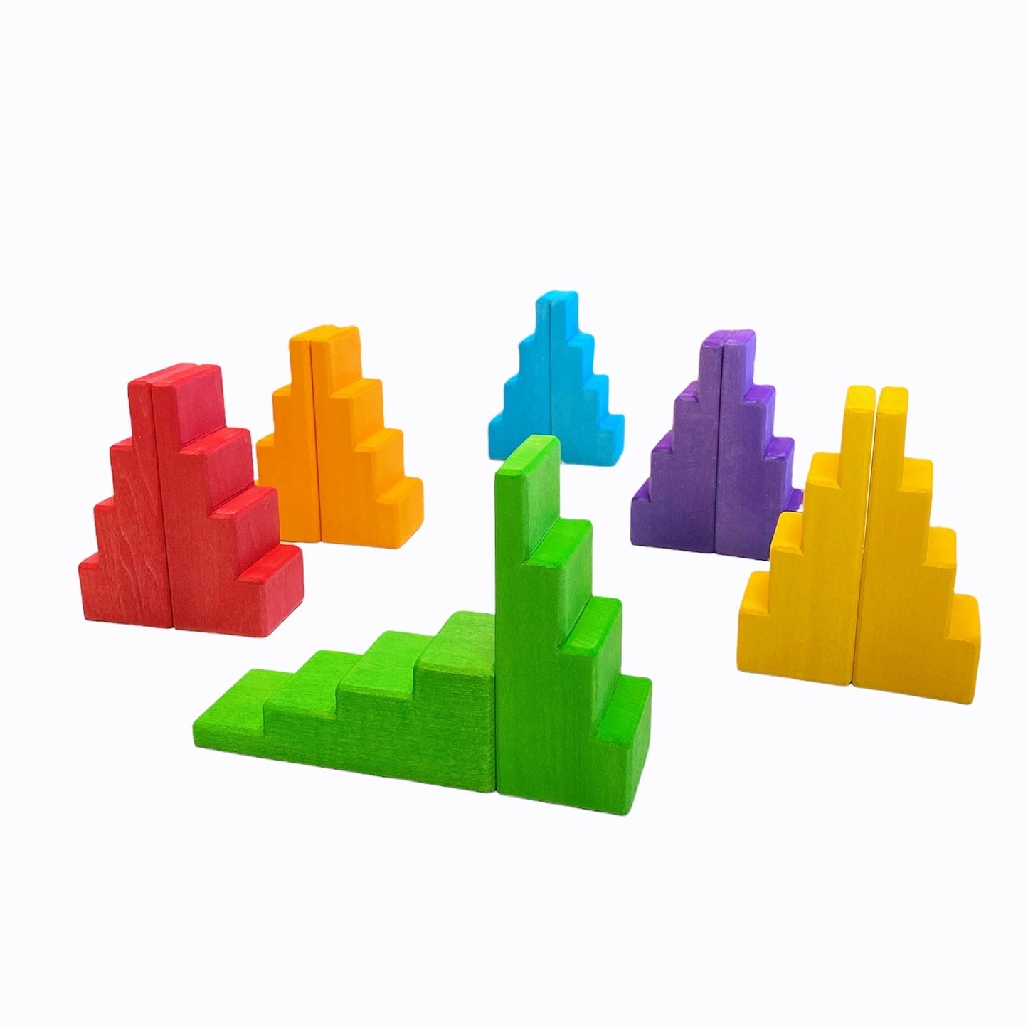 12-Piece Stained Stepped Roof Building Block Set