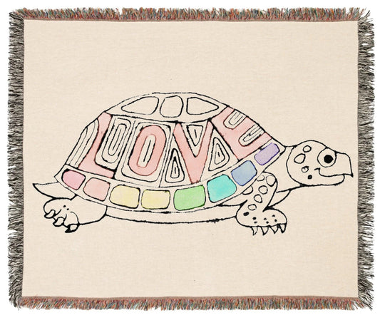 love turtle woven cotton blanket