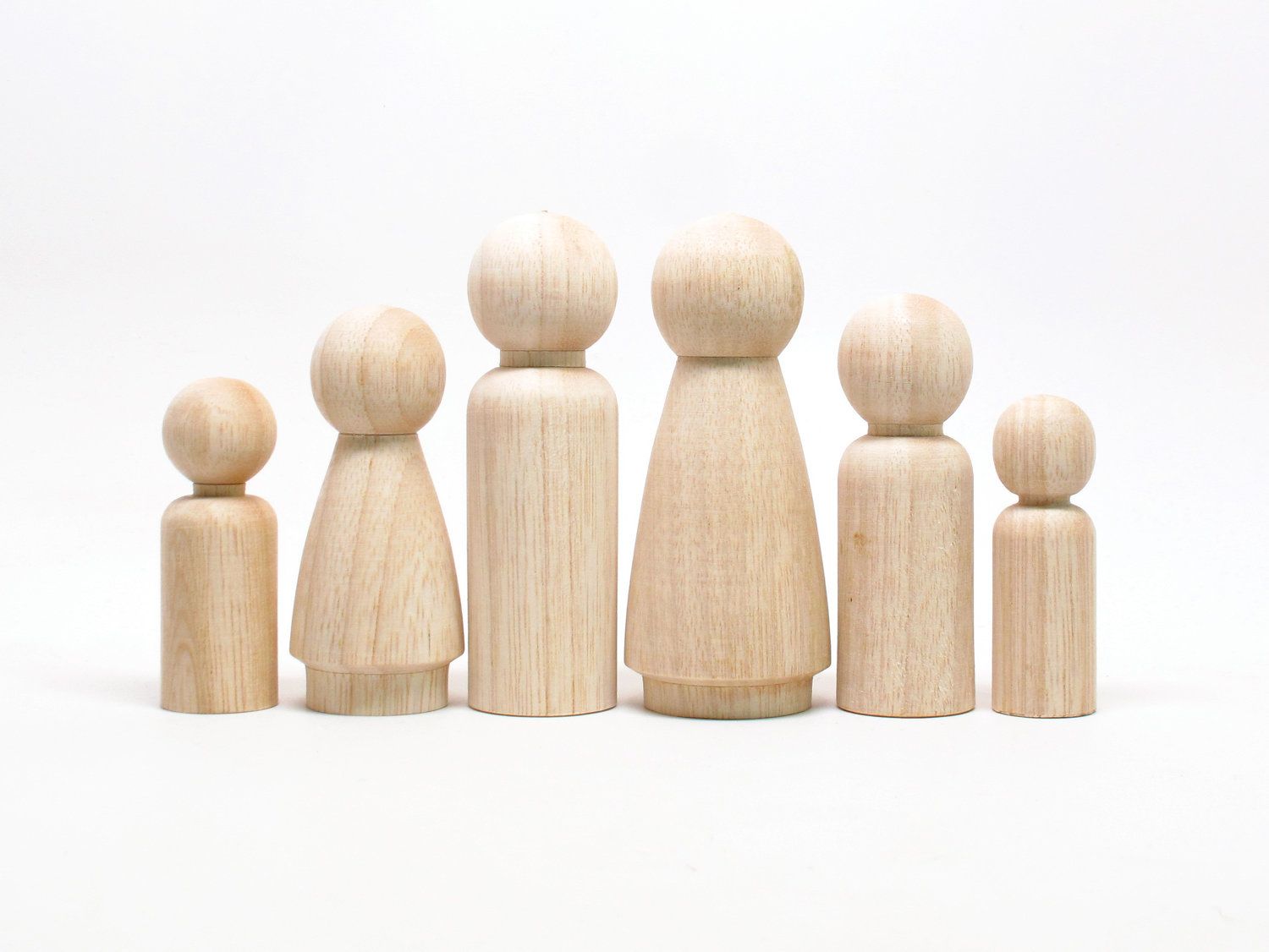 Natural wood peg people
