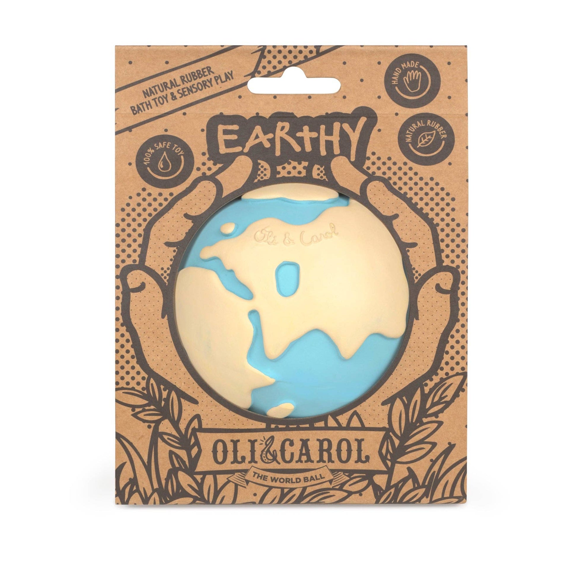 natural rubber Earthy world ball in paper packaging