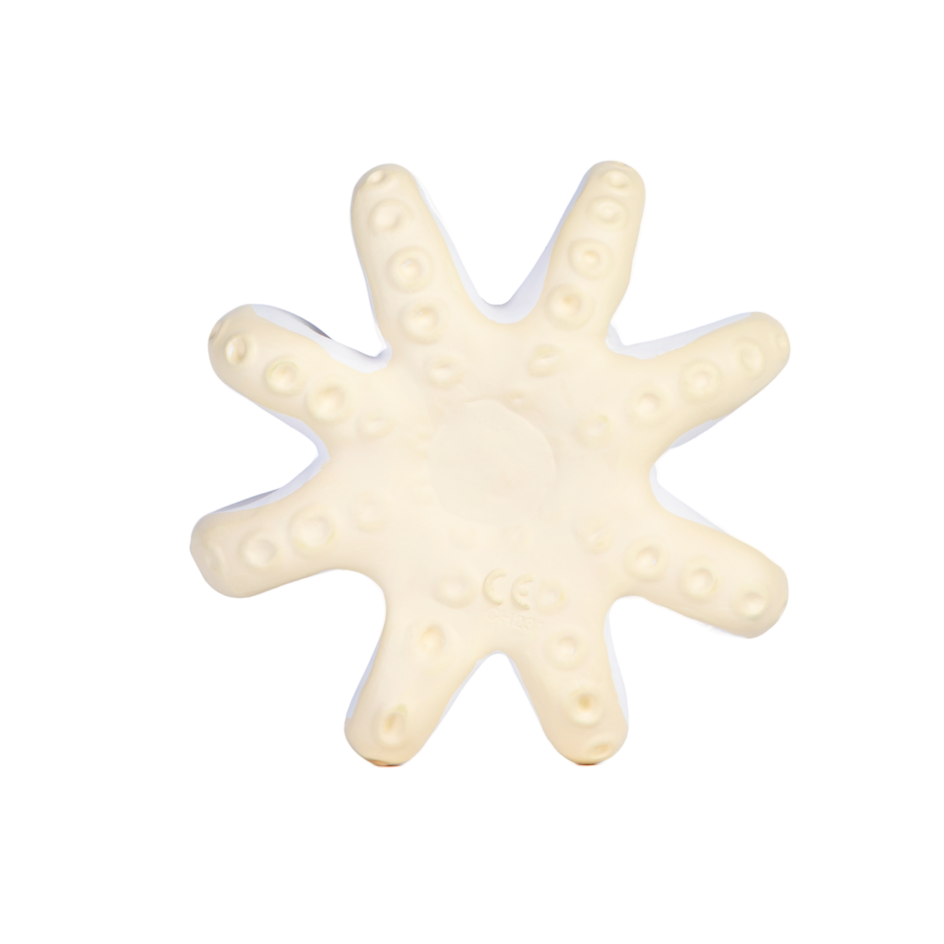 bottom view of natural rubber octopus toy