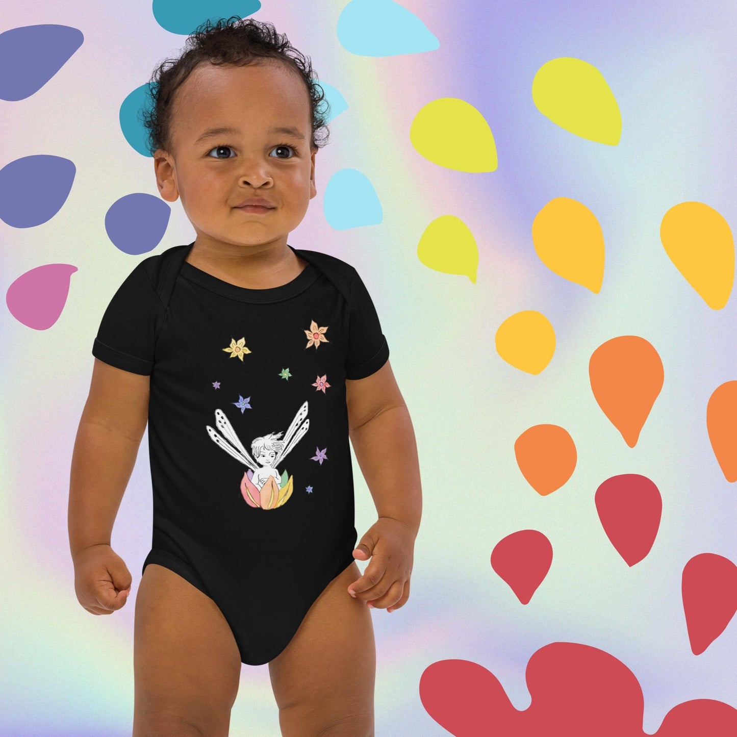 Two Owls Rainbow Fairy Boat Organic cotton baby romper
