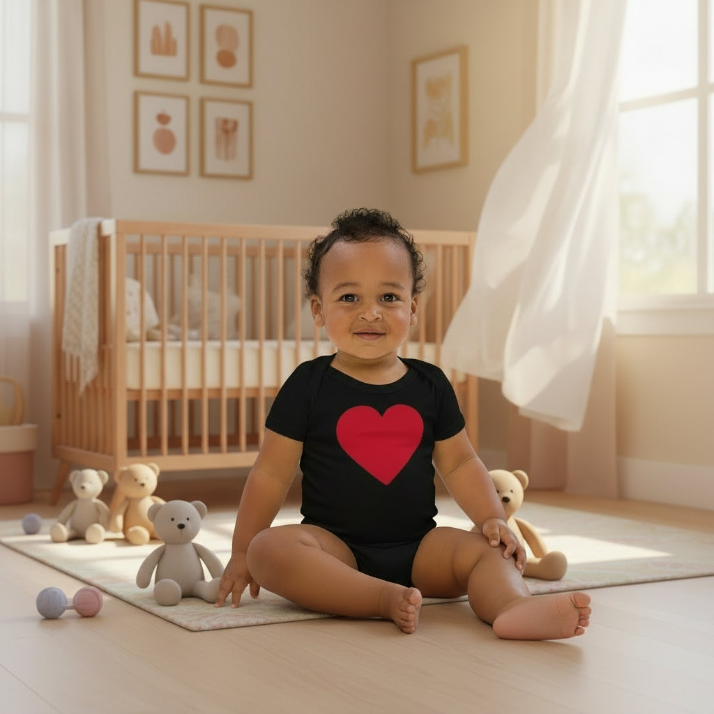 Two Owls Heart Organic cotton baby romper