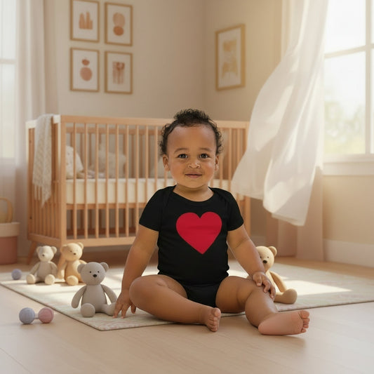 Two Owls Heart Organic cotton baby romper