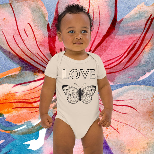 Two Owls Butterfly LOVE Organic cotton baby romper