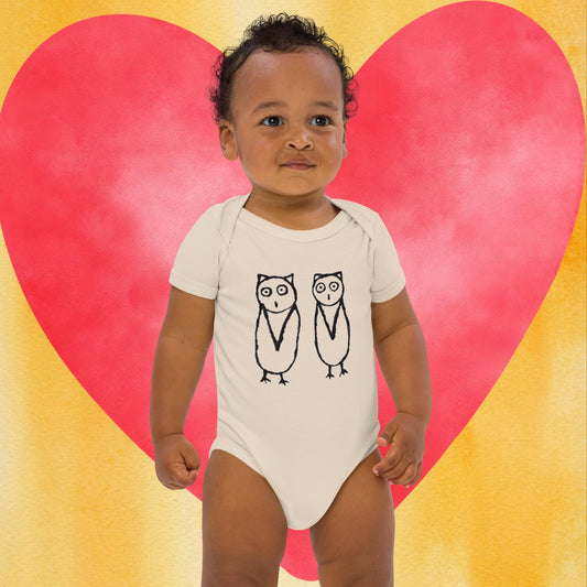 Two Owls Organic cotton baby romper - Natural