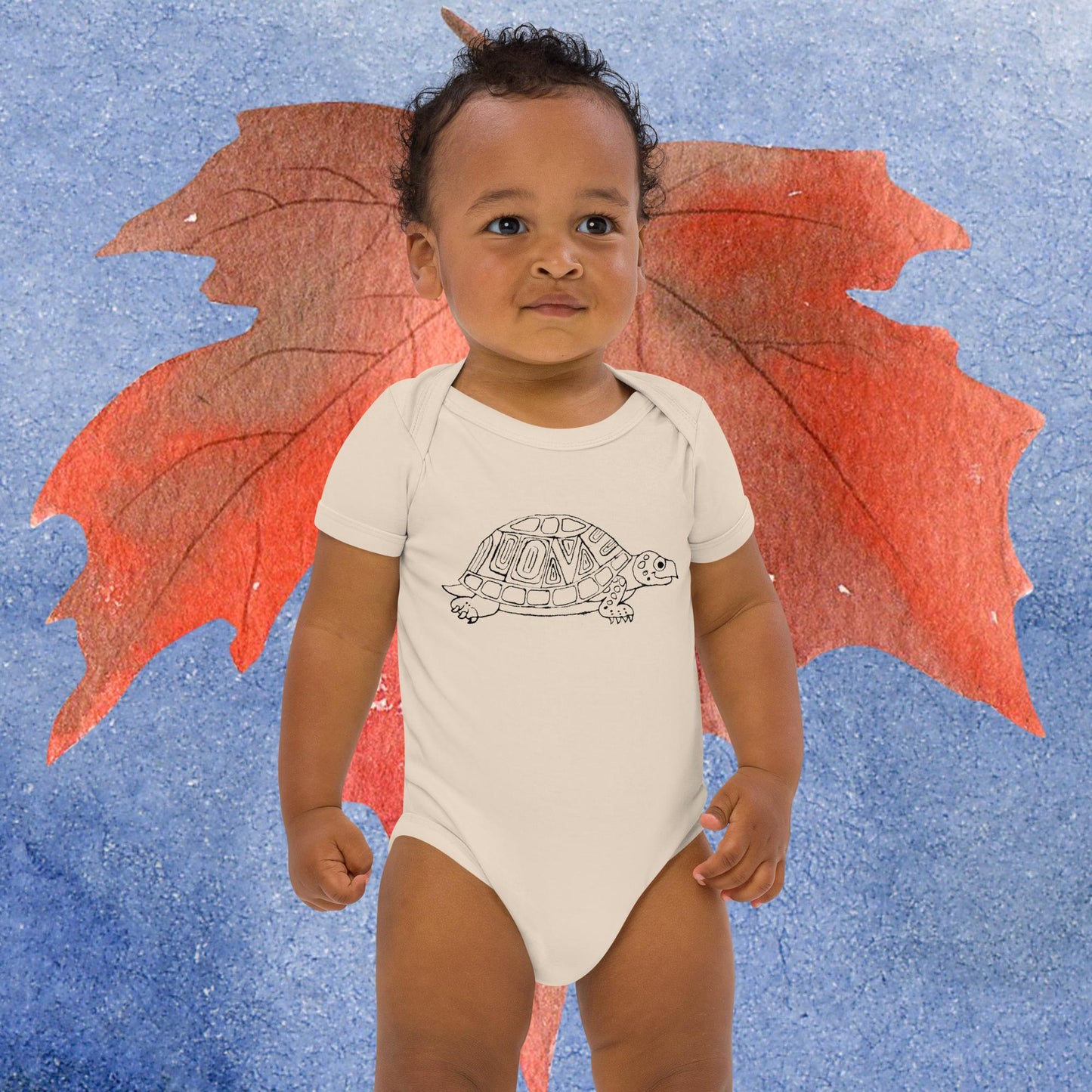 Two Owls LOVE Turtle Organic cotton baby romper