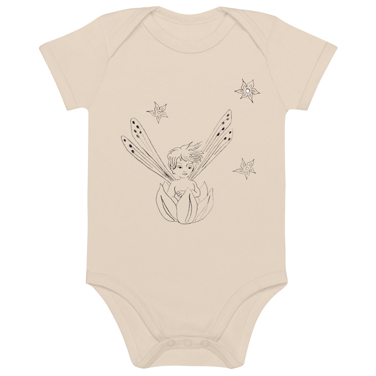 Two Owls Fairy in a Boat Organic cotton baby romper