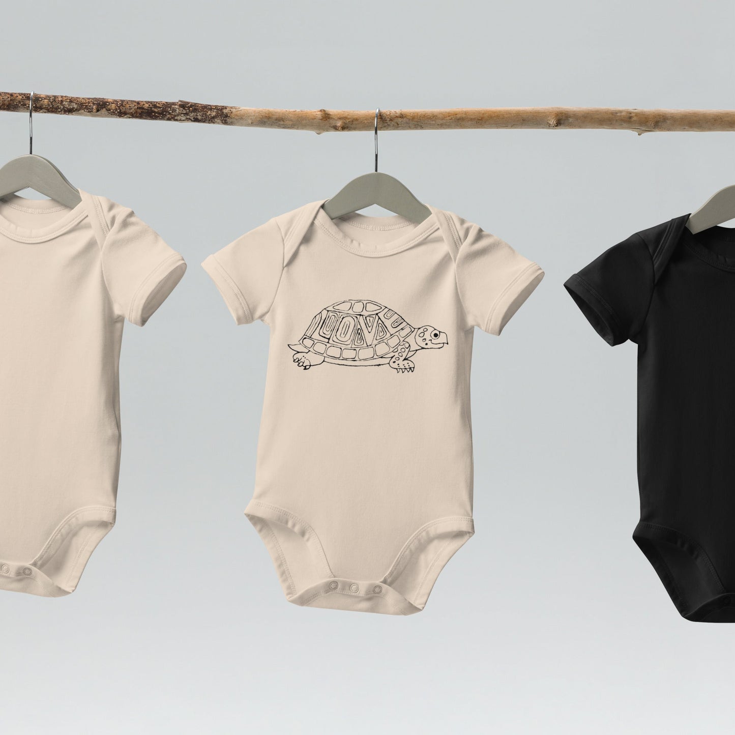 Two Owls LOVE Turtle Organic cotton baby romper