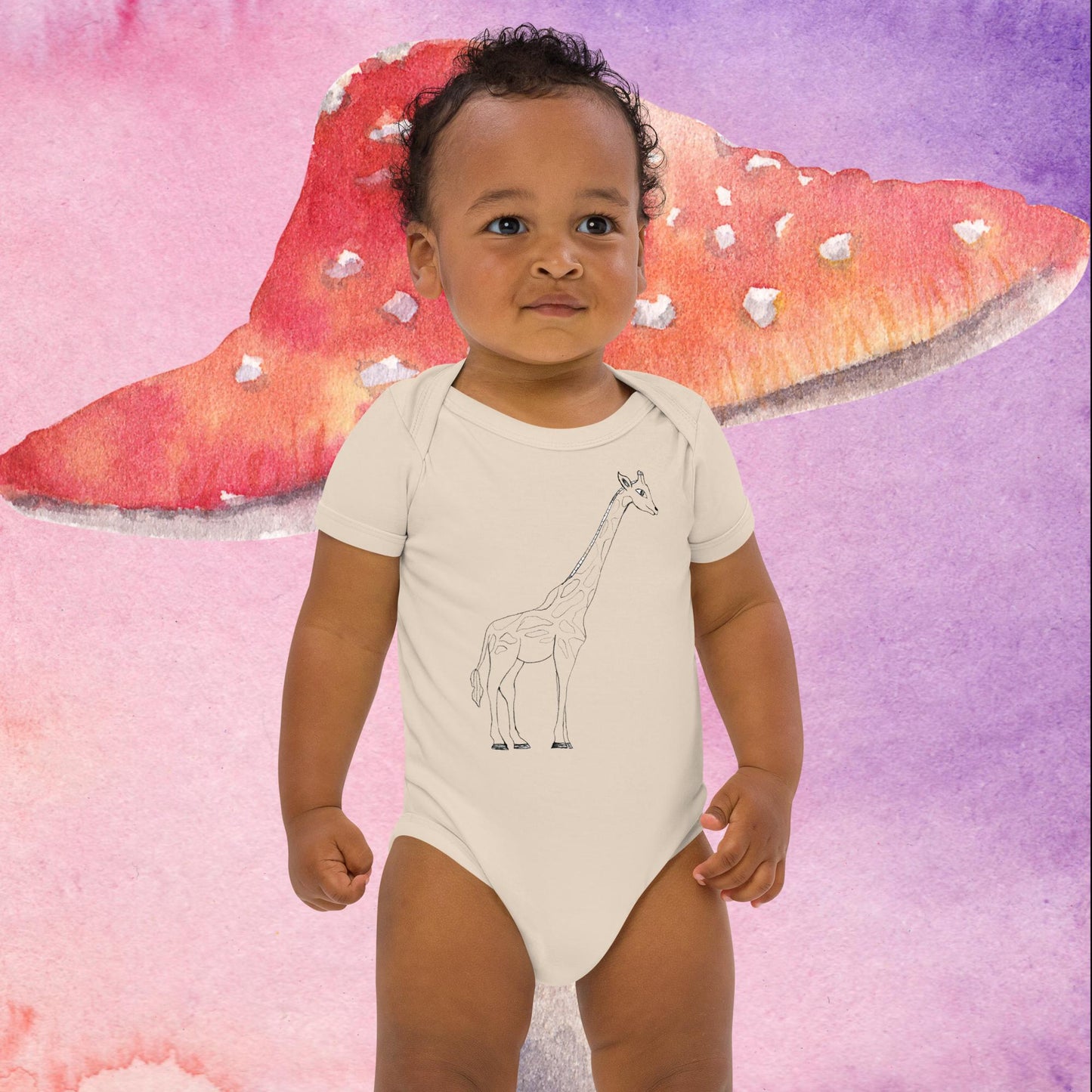 Two Owls Giraffe Organic cotton baby romper