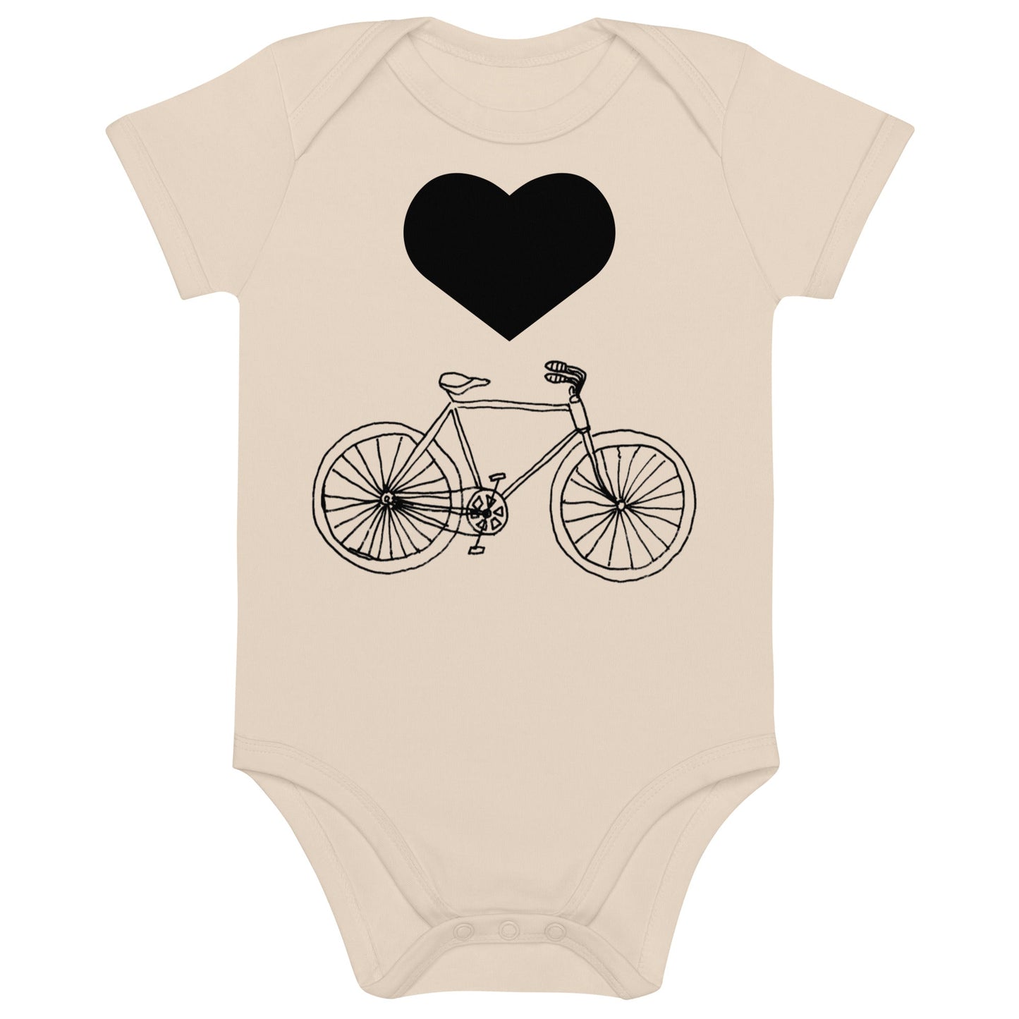 Two Owls Bicycle Heart Organic cotton baby romper