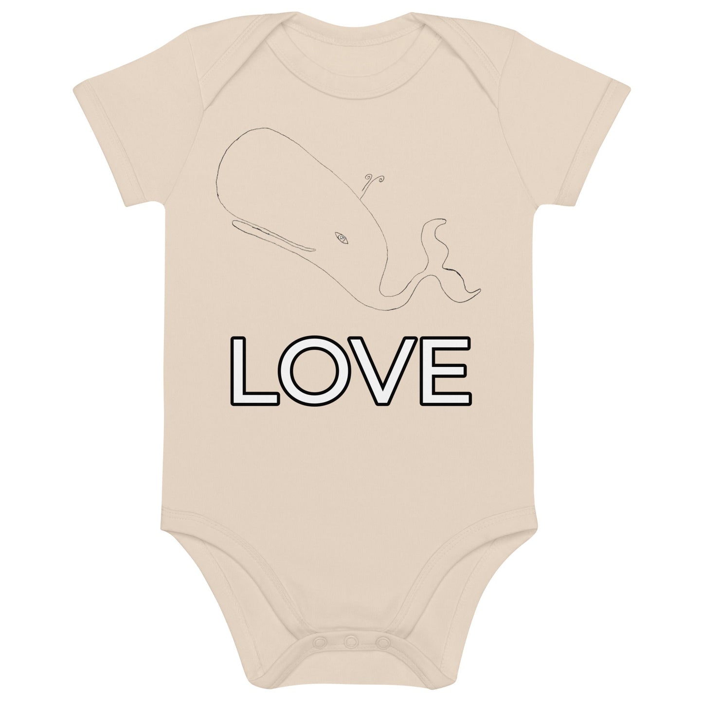 Two Owls LOVE Whale Organic cotton baby romper