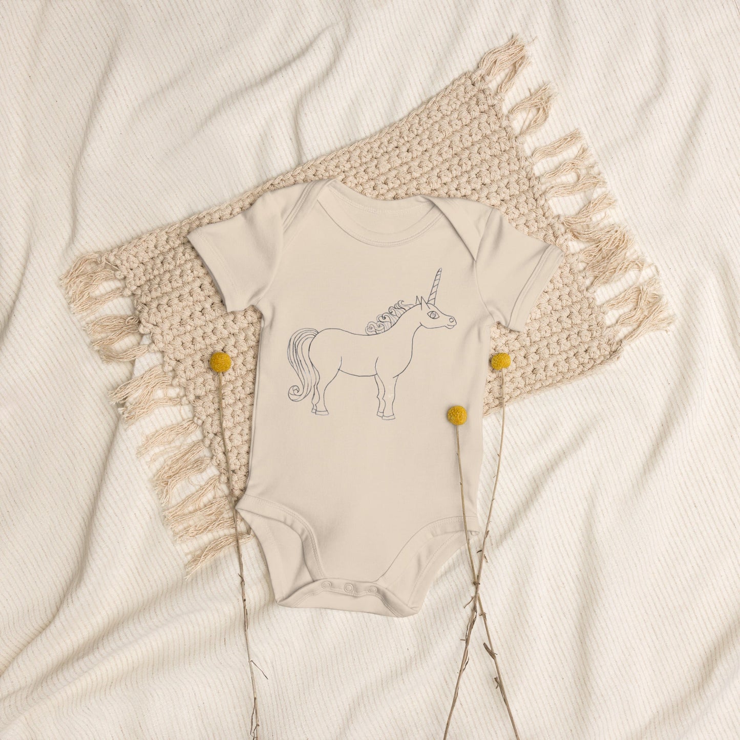 Two Owls Unicorn Organic cotton baby romper