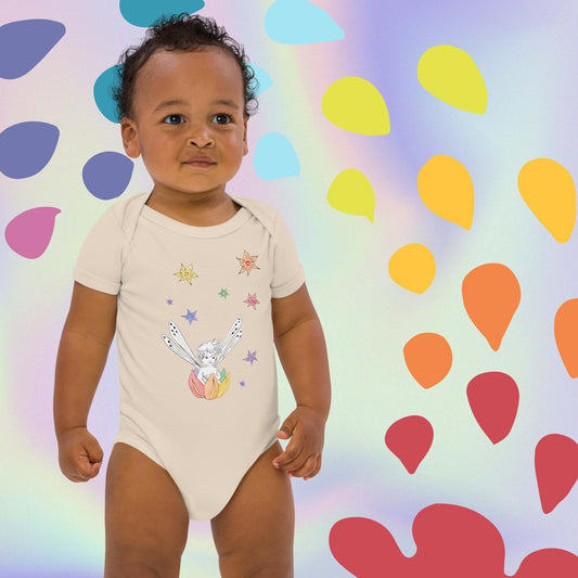Two Owls Rainbow Fairy Boat Organic cotton baby romper