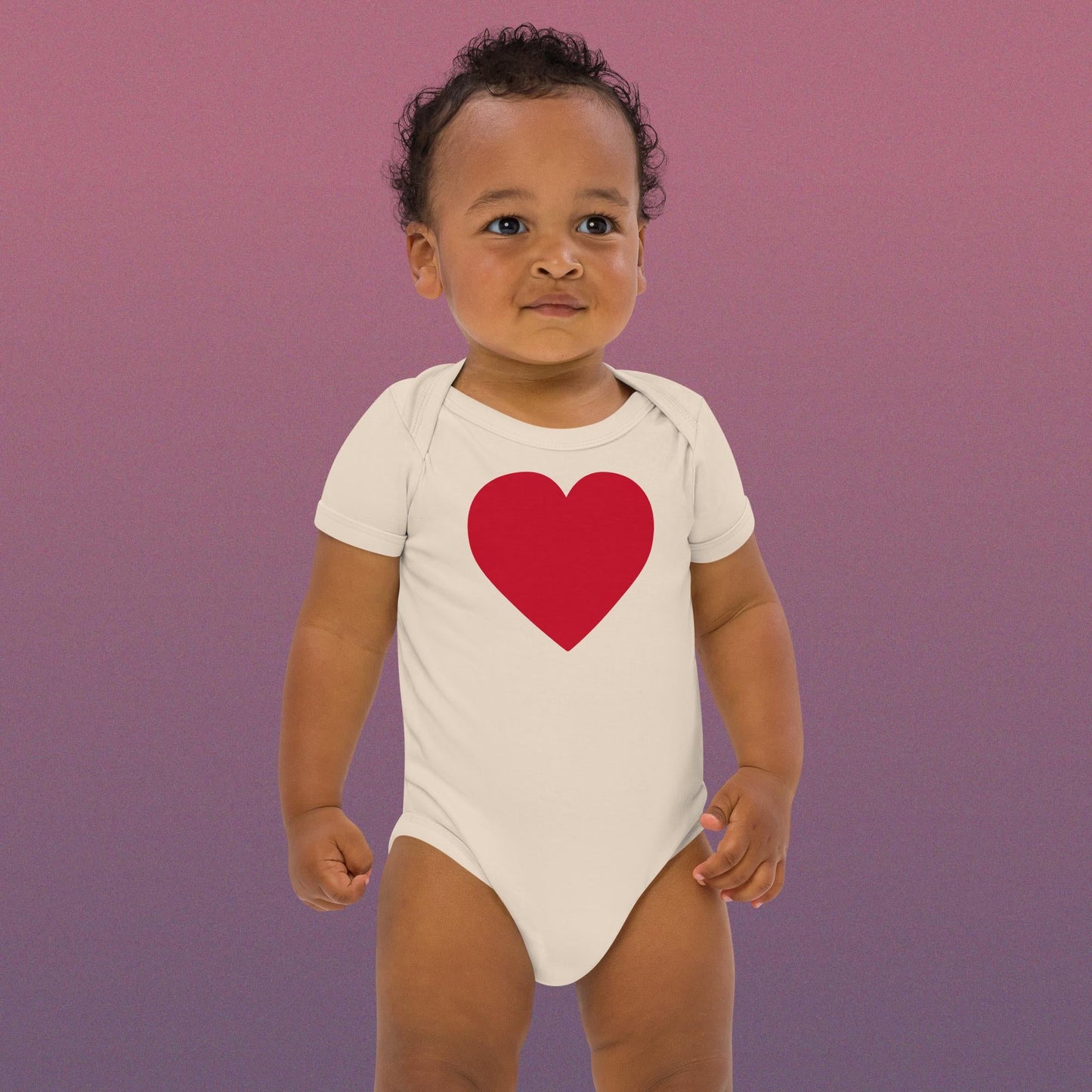 Two Owls Heart Organic cotton baby romper
