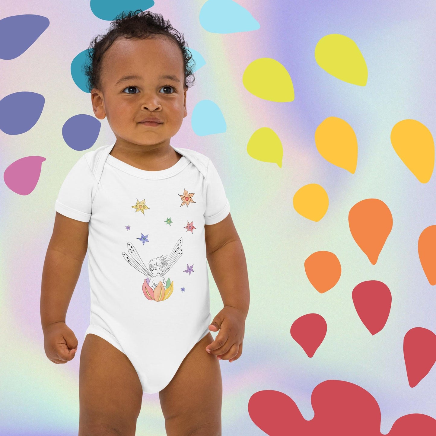 Two Owls Rainbow Fairy Boat Organic cotton baby romper