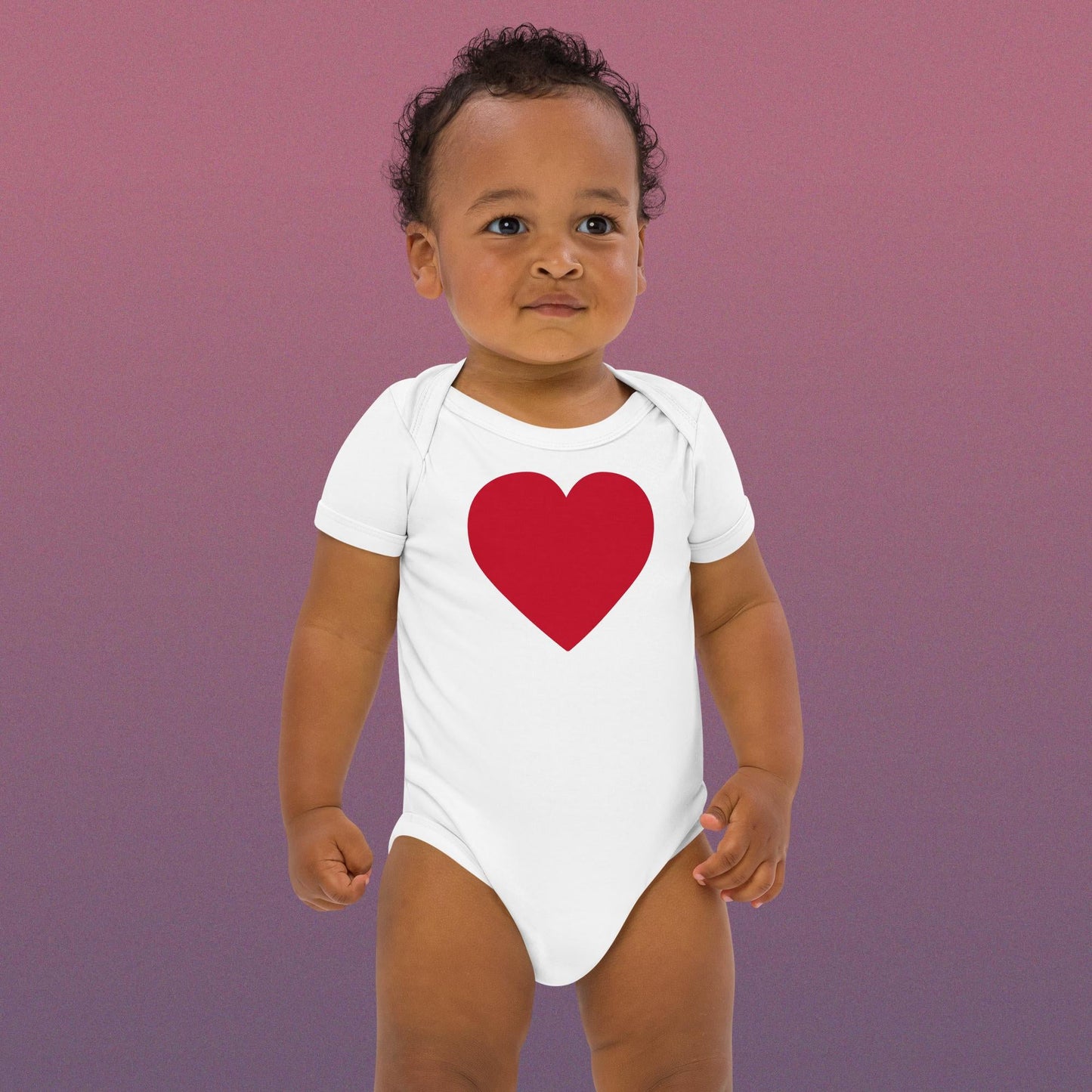 Two Owls Heart Organic cotton baby romper