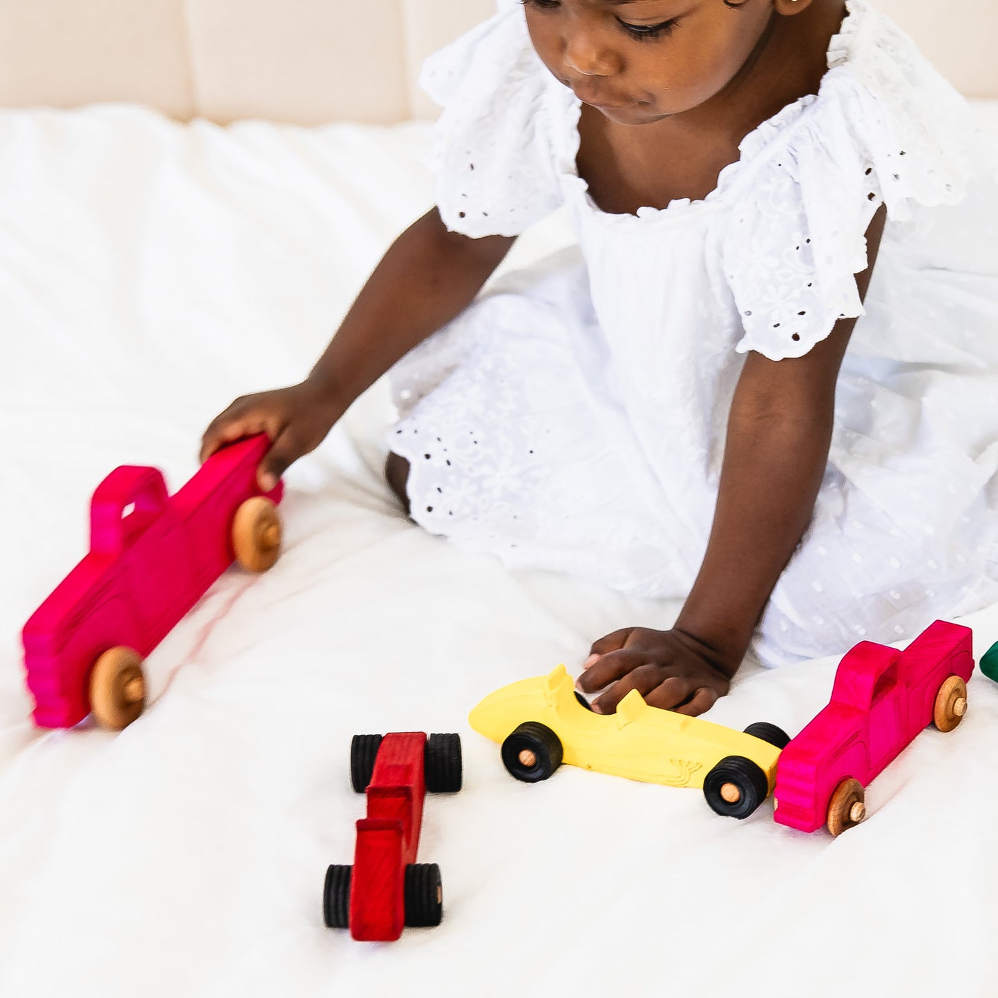 Montessori Educational Small Pink Wooden Pickup Truck for Toddlers 1–3 | Eco-Friendly Maple Wood Toy | Made in the USA 🇺🇸