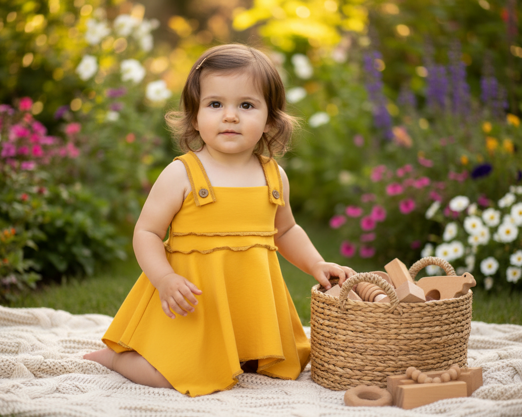 Organic Mustard Skirt Dress Combo