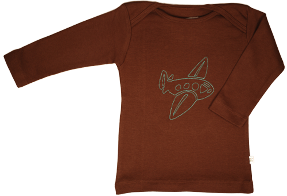 Brown/Blue Airplane Baby Long Sleeve Tee