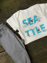 Load image into Gallery viewer, Seattle font onesie and grey pants set
