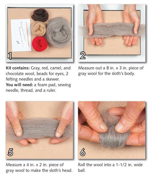 Sloth Wool Felting Kit Instructions