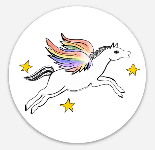 round rainbow pegasus sticker
