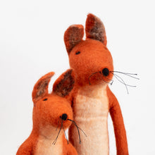 Load image into Gallery viewer, wool felt foxes close up
