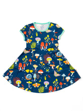 Load image into Gallery viewer, Organic Forest at Night Kids Skater Dress flat lay
