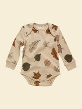 Load image into Gallery viewer, Organic Autumn Leaf Long-Sleeve Onesie flat lay
