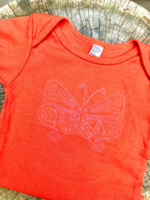 Load image into Gallery viewer, Butterfly Orange/Pink Baby Onesie
