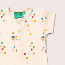 Load image into Gallery viewer, Rainbow Balloons Organic Summer Romper buttons detail
