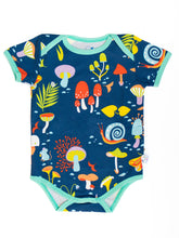 Load image into Gallery viewer, Organic Forest At Night Baby Onesie flat lay
