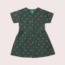 Load image into Gallery viewer, Cherries Buttons Short Sleeve Dress in Olive
