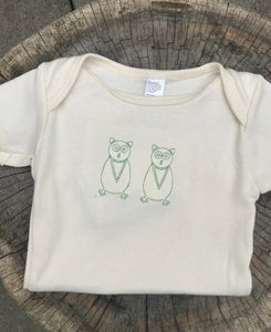 Two Green Owls  Organic Cotton Onesie 