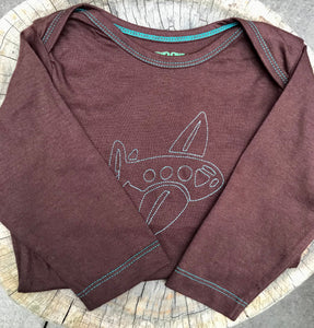 Brown/Blue Airplane Baby Long Sleeve Tee