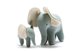 Organic cotton teal elephant plush toy pair