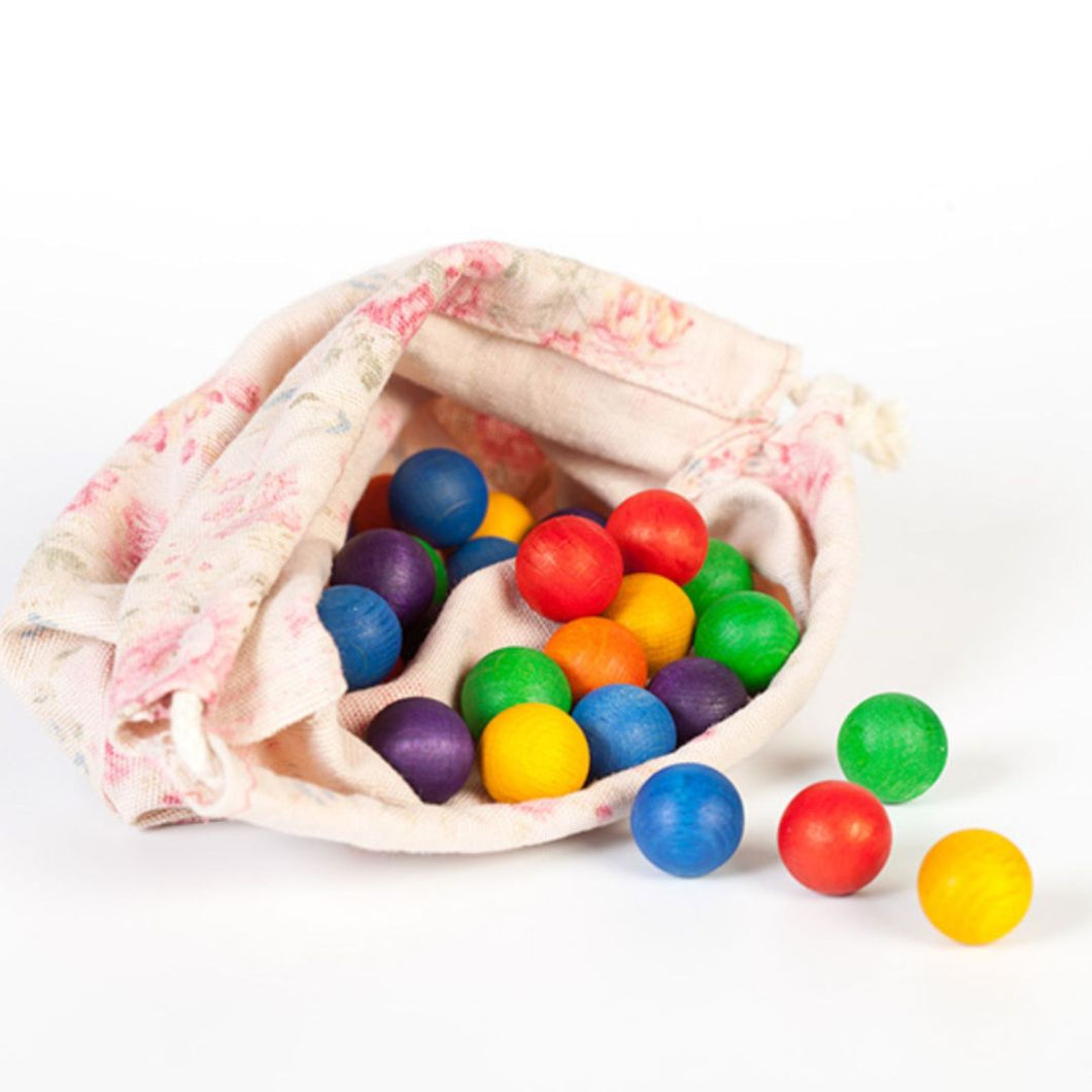 Rainbow Marbles in a fabric bag