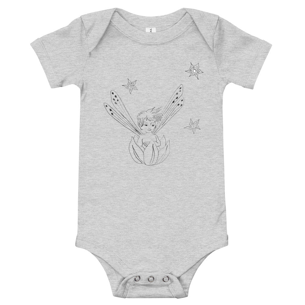 Baby short sleeve one piece Fairy in a Flower Boat