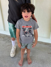 Load image into Gallery viewer, Child wearing a grey Beastie Boys short sleeve tee
