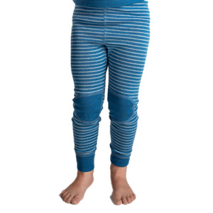 Striped Wool Silk Long Underwear Pants