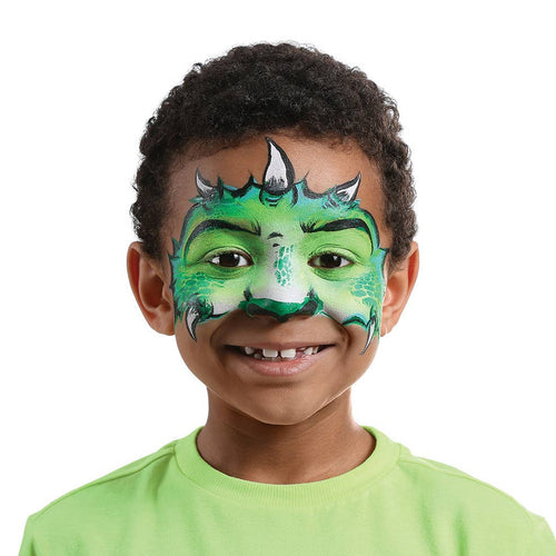 child with dragon face paint