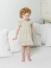 Load image into Gallery viewer, Child wearing Tilly Tiered Dress in Fern + Ivory
