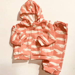 Coral Whale Baby Hoodie and Pants Set