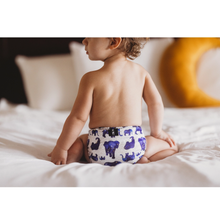 Load image into Gallery viewer, baby in elephant cloth diaper
