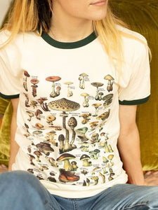 Mushroom Lover Ringer Tee with Black Accents