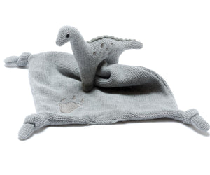 Organic cotton grey comfort blanket with dinosaur
